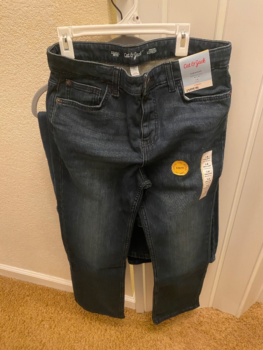 CAT & JACK BLUE JEANS SZ 14 ONE BRAND NEW / TWO PAIR GENTLY USED TOTAL 3 PAIR